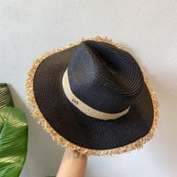Women's Casual Solid Color Bowknot Flat Eaves Straw Hat sku image 1
