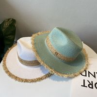 Women's Casual Solid Color Bowknot Flat Eaves Straw Hat main image 4