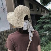 Women's Simple Style Solid Color Wide Eaves Straw Hat main image 3