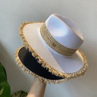 Women's Casual Solid Color Bowknot Flat Eaves Straw Hat main image 1
