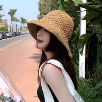 Women's Simple Style Solid Color Wide Eaves Straw Hat main image 2