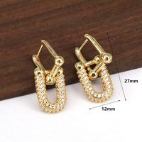 1 Pair Retro Luxurious Simple Style Double Ring Plating Inlay Copper Zircon 18k Gold Plated Drop Earrings main image 2