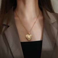 Romantisch Herzform Rostfreier Stahl Überzug Halskette Mit Anhänger main image 1
