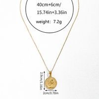 Retro Geometric Round Stainless Steel Indentation Plating Carving Pendant Necklace main image 6