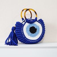 Women's Medium Polyester Devil's Eye Vintage Style Shell Lock Clasp Handbag Dome Bag sku image 7