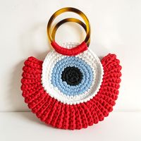 Women's Medium Polyester Devil's Eye Vintage Style Shell Lock Clasp Handbag Dome Bag sku image 5