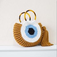 Women's Medium Polyester Devil's Eye Vintage Style Shell Lock Clasp Handbag Dome Bag sku image 8