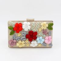 Women's Small Polyester Flower Vintage Style Classic Style Square Buckle Shoulder Bag Clutch Bag Evening Bag sku image 2