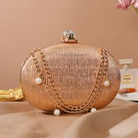 Femmes Polyester Couleur Unie Style Vintage Style Classique Ovale Boucle Magnétique Pochette Sac De Soirée sku image 4