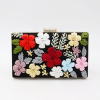 Women's Small Polyester Flower Vintage Style Classic Style Square Buckle Shoulder Bag Clutch Bag Evening Bag sku image 1