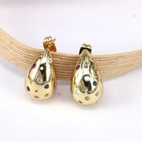 1 Pair Glam Simple Style Water Droplets Plating Inlay Copper Zircon 18k Gold Plated Silver Plated Ear Studs main image 5