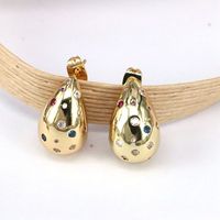 1 Par Glamour Estilo Simple Gotitas De Agua Enchapado Embutido Cobre Circón Chapado En Oro De 18 Quilates. Plateado Pendientes sku image 1