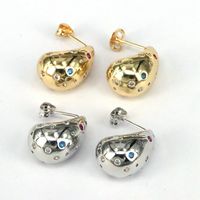1 Pair Glam Simple Style Water Droplets Plating Inlay Copper Zircon 18k Gold Plated Silver Plated Ear Studs main image 1