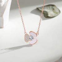 Style Simple Trèfle Argent Sterling Polissage Placage Incruster Coquille Zircon Collier main image 4