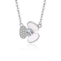 Simple Style Shamrock Sterling Silver Polishing Plating Inlay Shell Zircon Necklace main image 6
