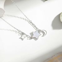 Simple Style Star Moon Sterling Silver Polishing Plating Inlay Shell Pendant Necklace main image 3
