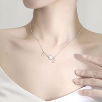 Simple Style Star Moon Sterling Silver Polishing Plating Inlay Shell Pendant Necklace main image 5