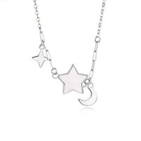 Simple Style Star Moon Sterling Silver Polishing Plating Inlay Shell Pendant Necklace main image 6