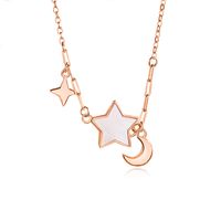 Simple Style Star Moon Sterling Silver Polishing Plating Inlay Shell Pendant Necklace sku image 2