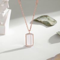 Simple Style Geometric Sterling Silver Polishing Plating Inlay Shell Zircon Pendant Necklace main image 3