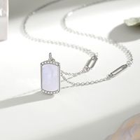 Simple Style Geometric Sterling Silver Polishing Plating Inlay Shell Zircon Pendant Necklace main image 4