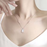 Simple Style Geometric Sterling Silver Polishing Plating Inlay Shell Zircon Pendant Necklace main image 5