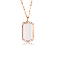Simple Style Geometric Sterling Silver Polishing Plating Inlay Shell Zircon Pendant Necklace sku image 2