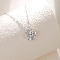Simple Style Rhombus Sterling Silver Polishing Plating Inlay Pendant Necklace main image 4