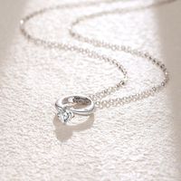 Simple Style Heart Shape Sterling Silver Polishing Plating Inlay Zircon Pendant Necklace main image 4