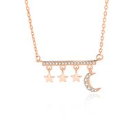 Simple Style Star Moon Sterling Silver Polishing Plating Inlay Zircon Pendant Necklace main image 6