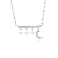 Einfacher Stil Stern Mond Sterling Silber Polieren Überzug Inlay Zirkon Halskette Mit Anhänger sku image 1