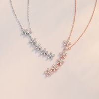 Sweet Flower Sterling Silver Polishing Plating Inlay Zircon Pendant Necklace main image video