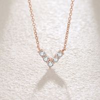 Simple Style V Shape Sterling Silver Polishing Plating Inlay Zircon Necklace main image 3