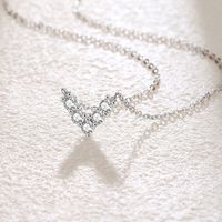 Simple Style V Shape Sterling Silver Polishing Plating Inlay Zircon Necklace main image 4