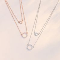 Simple Style Round Sterling Silver Plating Inlay Zircon Double Layer Necklaces main image 1