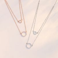 Simple Style Round Sterling Silver Plating Inlay Zircon Double Layer Necklaces main image 8