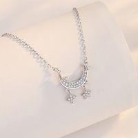 Simple Style Star Moon Sterling Silver Polishing Plating Inlay Zircon Pendant Necklace main image 4