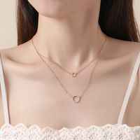 Simple Style Round Sterling Silver Plating Inlay Zircon Double Layer Necklaces main image 5