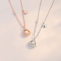 Beach Simple Style Starfish Shell Sterling Silver Plating Inlay Pearl Zircon Pendant Necklace main image 1