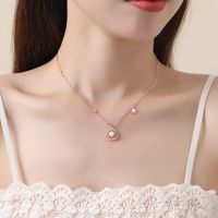 Beach Simple Style Starfish Shell Sterling Silver Plating Inlay Pearl Zircon Pendant Necklace main image 5