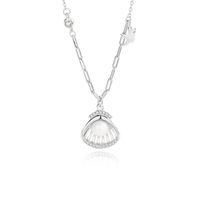Beach Simple Style Starfish Shell Sterling Silver Plating Inlay Pearl Zircon Pendant Necklace sku image 1