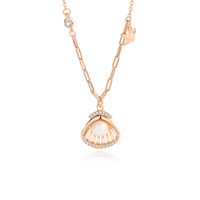 Beach Simple Style Starfish Shell Sterling Silver Plating Inlay Pearl Zircon Pendant Necklace sku image 2