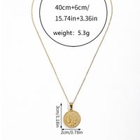 Retro Geometric Round Stainless Steel Indentation Plating Carving Pendant Necklace main image 8