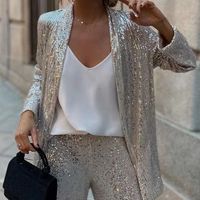 Women's Long Sleeve Blazers Sequins Casual Streetwear Solid Color main image 2