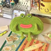 Frog Pv Velvet Class Learning Cartoon Style Funny Pencil Case main image 2