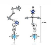 1 Pair Elegant Luxurious Commute Star Asymmetrical Plating Inlay Copper Zircon White Gold Plated Drop Earrings main image 2