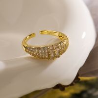 Einfacher Stil Herzform Kupfer Überzug Inlay Zirkon 18 Karat Vergoldet Offener Ring main image 4
