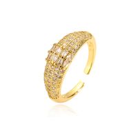 Style Simple Forme De Cœur Le Cuivre Placage Incruster Zircon Plaqué Or 18k Anneau Ouvert sku image 3