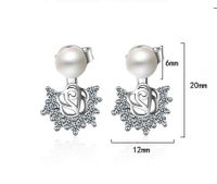 1 Pair Lady Flower Plating Inlay Copper Pearl Zircon White Gold Plated Drop Earrings main image 2
