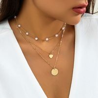 Simple Style Classic Style Irregular Round Imitation Pearl Copper Layered Tassel Layered Necklaces sku image 2